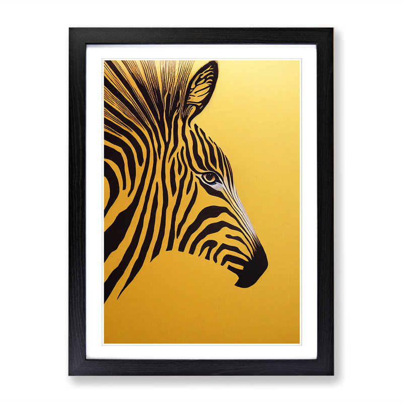 FRM-V0523-2952X Zebra Gold Leaf - Single Picture Frame Print, Oak, 64cm H x 46cm W x 2cm D