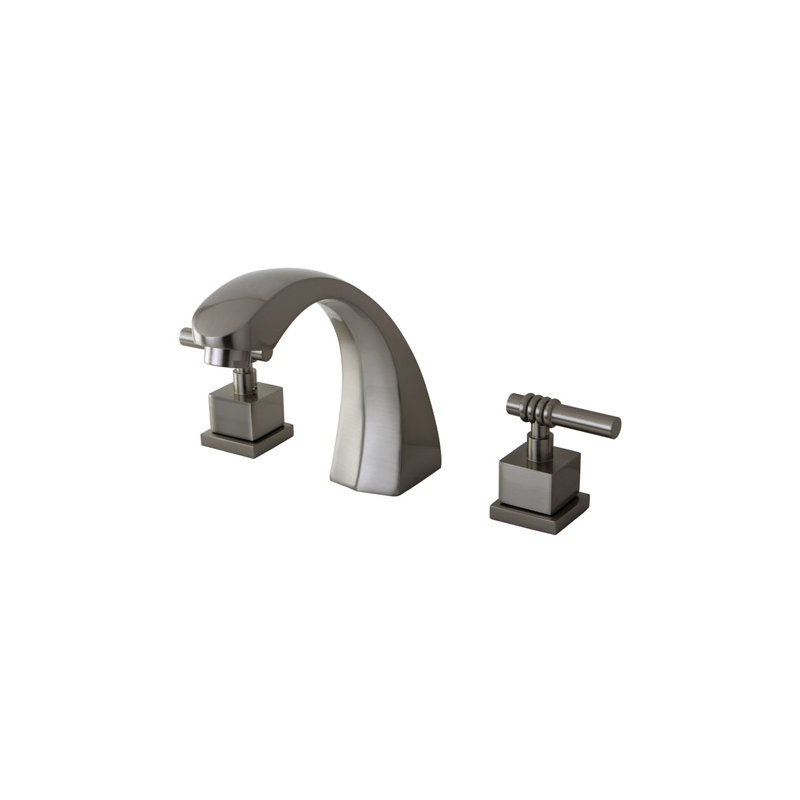 Kingston Brass Fortress Two-Handle 3-Hole Deck Mount Roman Tub Faucet, Brushed Nickel