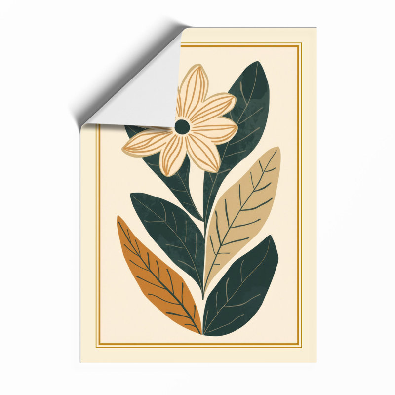 Single Stem in Gold Botanical - Framed Print, Unframed, A3 - 42.0 x 29.7 cm