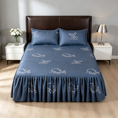 Polyester fiber bed skirt Bed Skirt With Pillowcases 3 Piece Set Ruffled Bedspread Bed Cover Elastic Bed Sheet With Ruffle Bedroom Decor