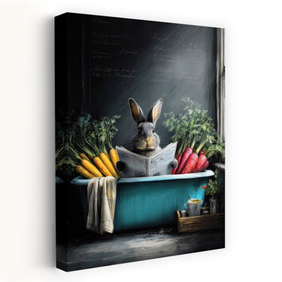Lapin dans une baignoire contemporaine, art mural forêt