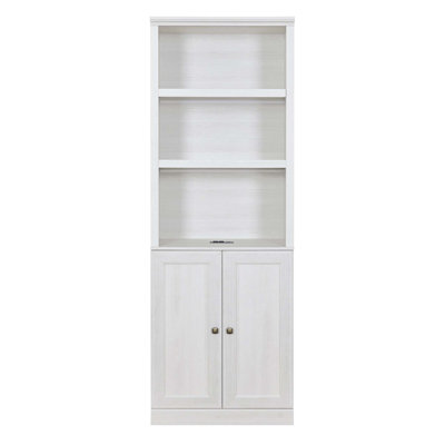 1 Doors Bookshelf With USB Port And 3 Open Shelves Bookcase Side Cabinet