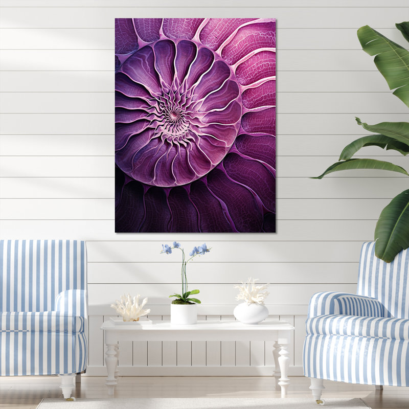 Nautilus prune coquillages I sur toile, H 32 po x l 16 po x P 1 po, Toile tendue