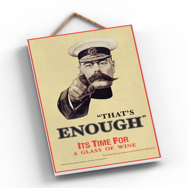 Lord Kitchener Wine Vintage Retro Poster Design On Wooden Plaque
