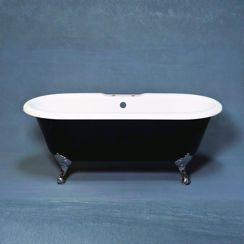 La baignoire sur pattes en acrylique à deux extrémités noire et blanche de 66 po avec trous de robinet à fixation sur le comptoir de 7 po par Strom Living