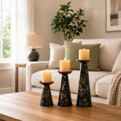 Ensemble de 3 porte-bougies Moody Floral