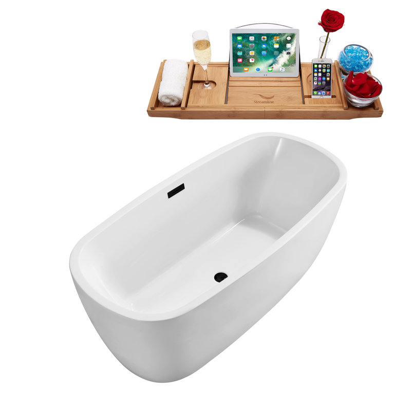 1501.1mm x 718.8mm Soaking Acrylic Bathtub, Matte Black
