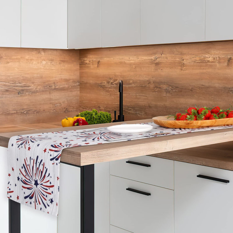 Patriotic Red White and Blue Linen Table Runner