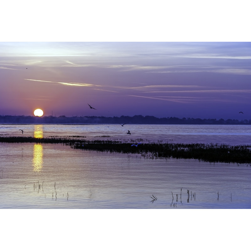 Amazing Sunset Over Lake - Wrapped Canvas Print, 61cm H x 91cm W x 3.8cm D