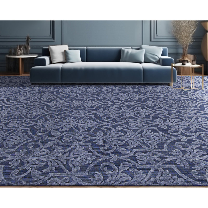 Jakat Damask Area Rug in Blue