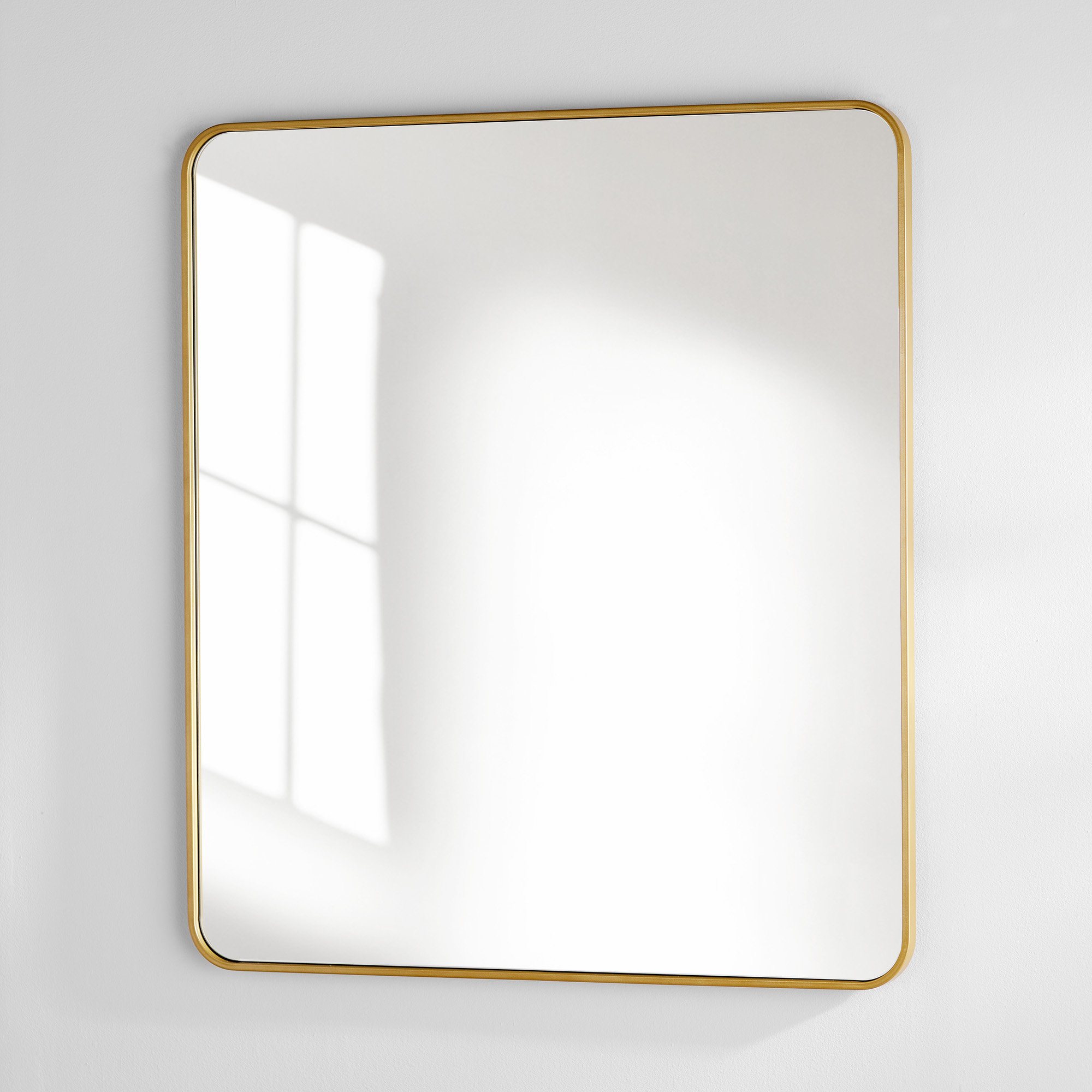 Sabine Metal Rounded Rectangle Wall Mirror, Brass, 40" x 36"
