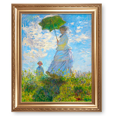 The Walk, Woman with a Parasol (1875) by Claude Monet Framed Size: inches,Image Size: inches World Classic Reproductions For HomeDecor,Wide Gold Frame
