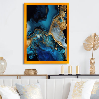 Abstract Geode Gold And Blue Marble IV - Abstract Marble Wall Art