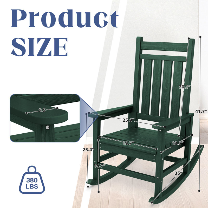 Headrick HDPE Rocking Adirondack Chair(Set Of 2), Dark Green