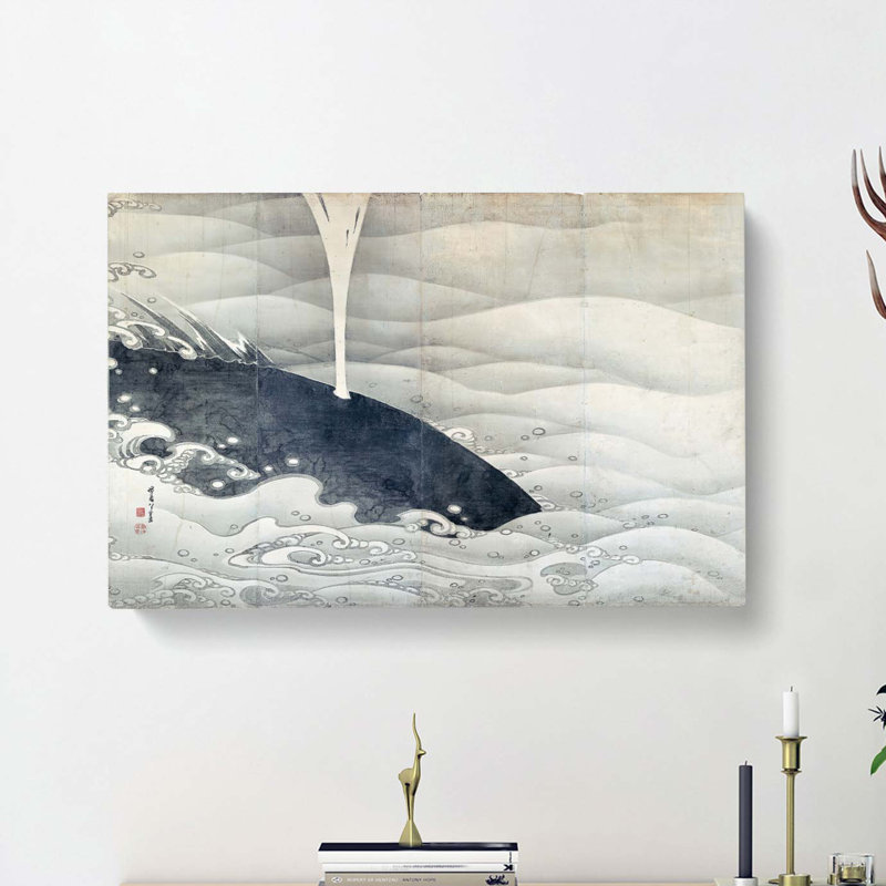 Whale Screen by Ito Jakuchu - Wrapped Canvas, 35cm H x 50cm W x 3cm D