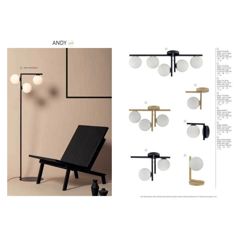 Glass Semi Flush Mount, Gold