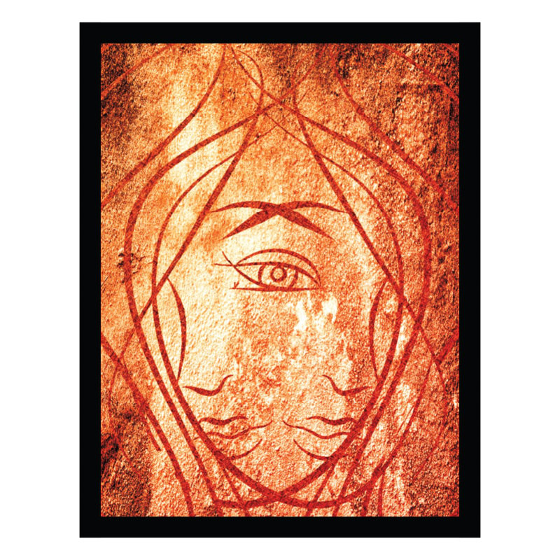 Femme abstraite - reproduction encadrée, Rouge