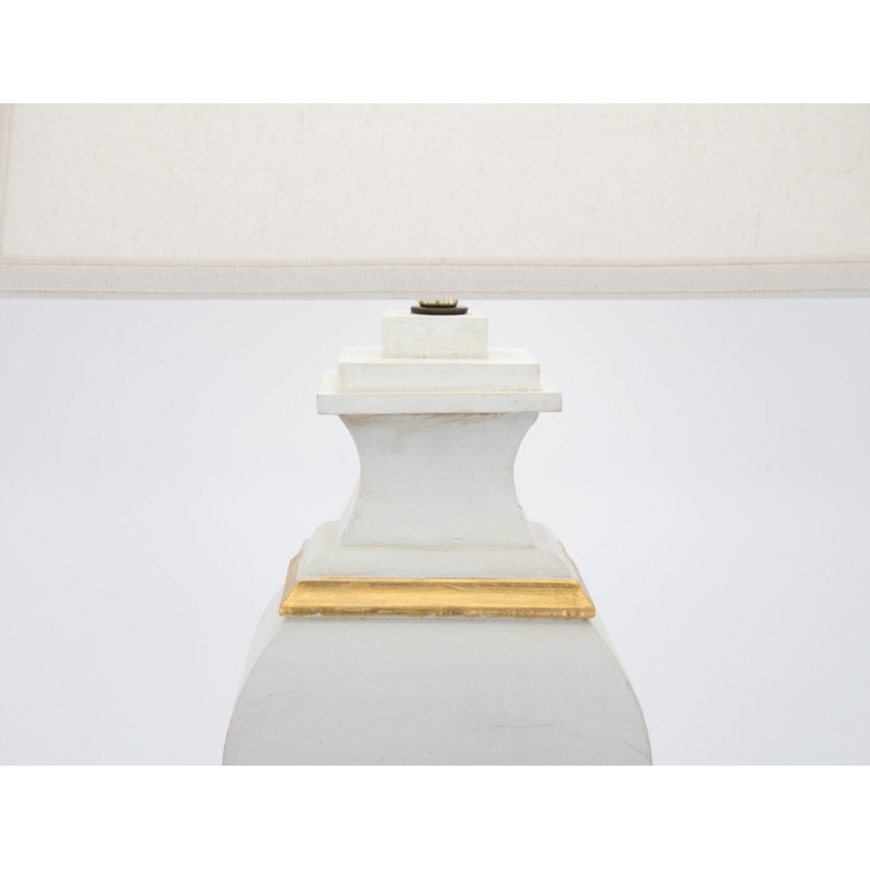 Serena Table Lamp, Soft Light French Gray/Gold Leaf, White