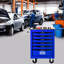 Chariot à outils 6 tiroirs pour le garage, chariot roulant en métal avec roues, noir et bleu, verrouillage par clé, chariot multifonctionnel à roulement, tiroirs verrouillables avec rangement bleu, surface en acier lisse-304632432