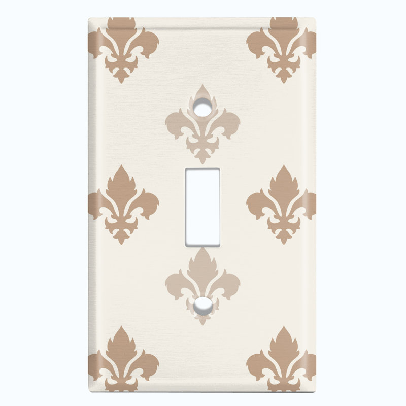 Fleur De Lis Two Tone Tan Patterned 1 - Gang Toggle Light Switch Standard Wall Plate