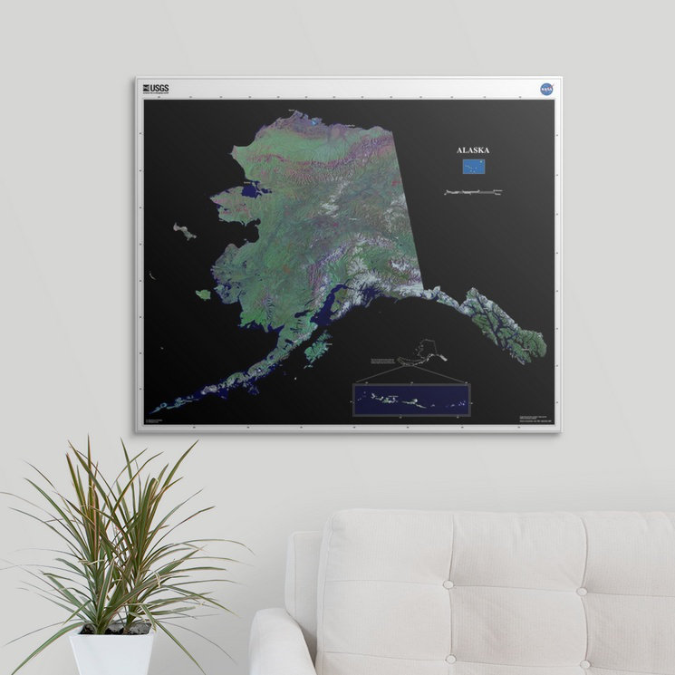 «Alaska - USGS State Mosaic», impression, H 24 po x l 30 po x P 1,25 po, Toile