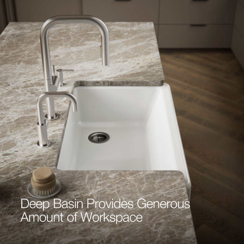 Whitehaven® Self-Trimming 36" L x 22" W Farmhouse Kitchen Sink, White