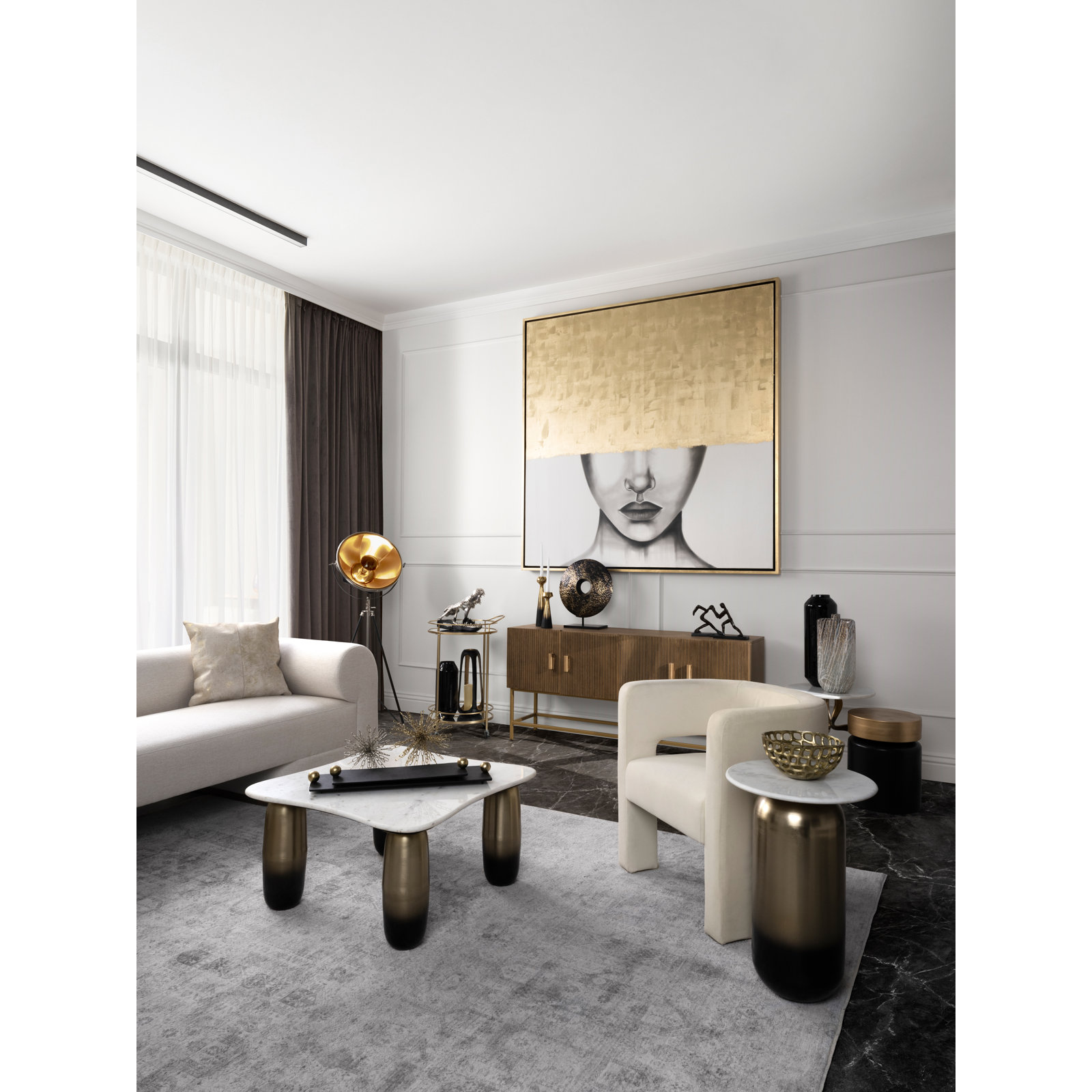 16" Genuine Marble End Table