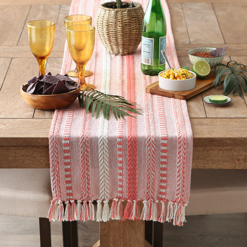 Elco Striped Table Runner, Light Orange, 15'' x 72''