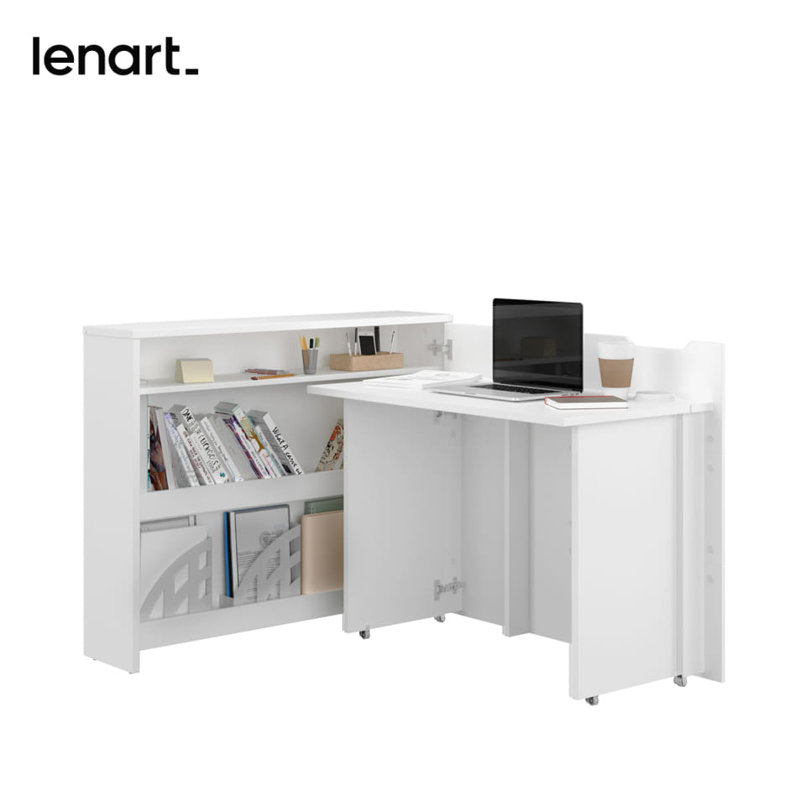Efosa L-Shaped Executive Desk, White Gloss, Left