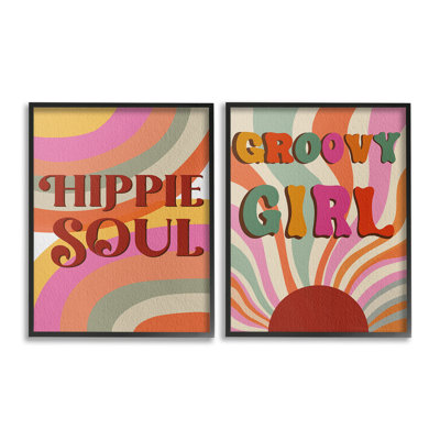 " Groovy Striped Phrases " by Regina Moore 2 - Pieces on Canvas