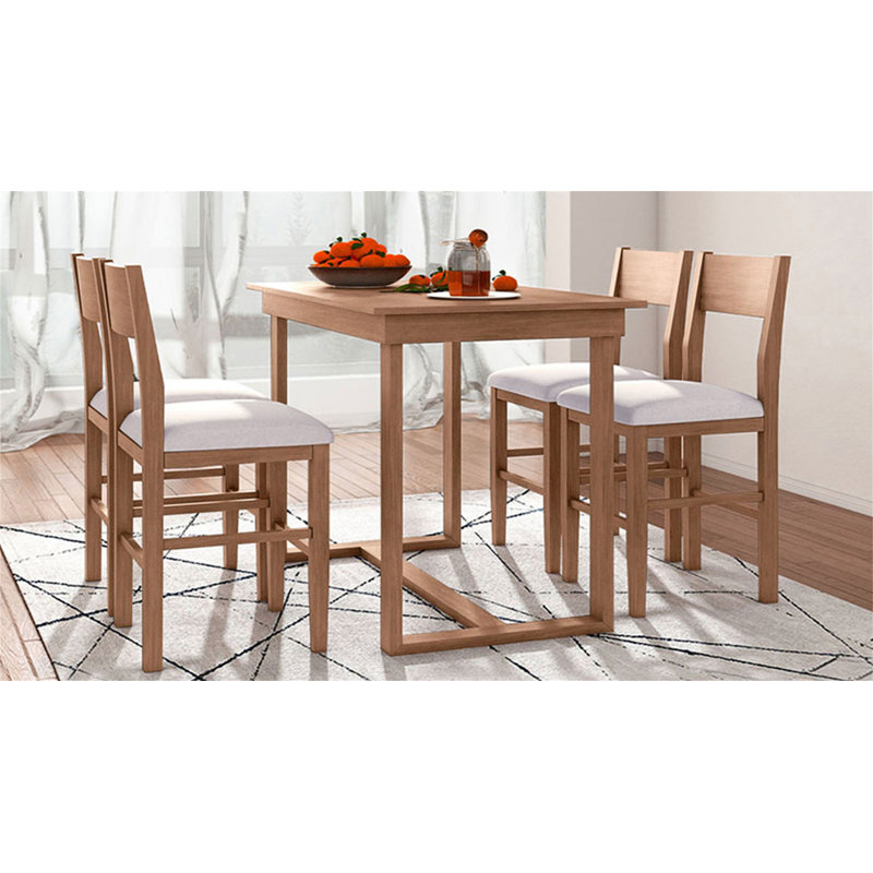 Ensemble de table de salle à manger à hauteur de comptoir 5 pièces avec 1 table rectangulaire et 4 chaises pour petits espaces