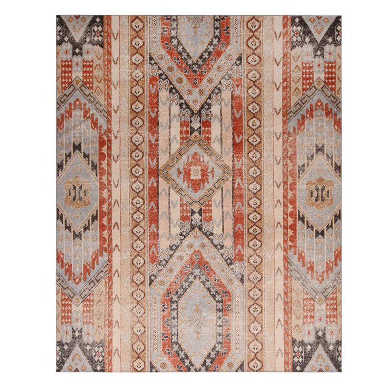 Distressed Homage Hand Knotted Wool Geometric Area Rug, Rectangle 8' x 10'