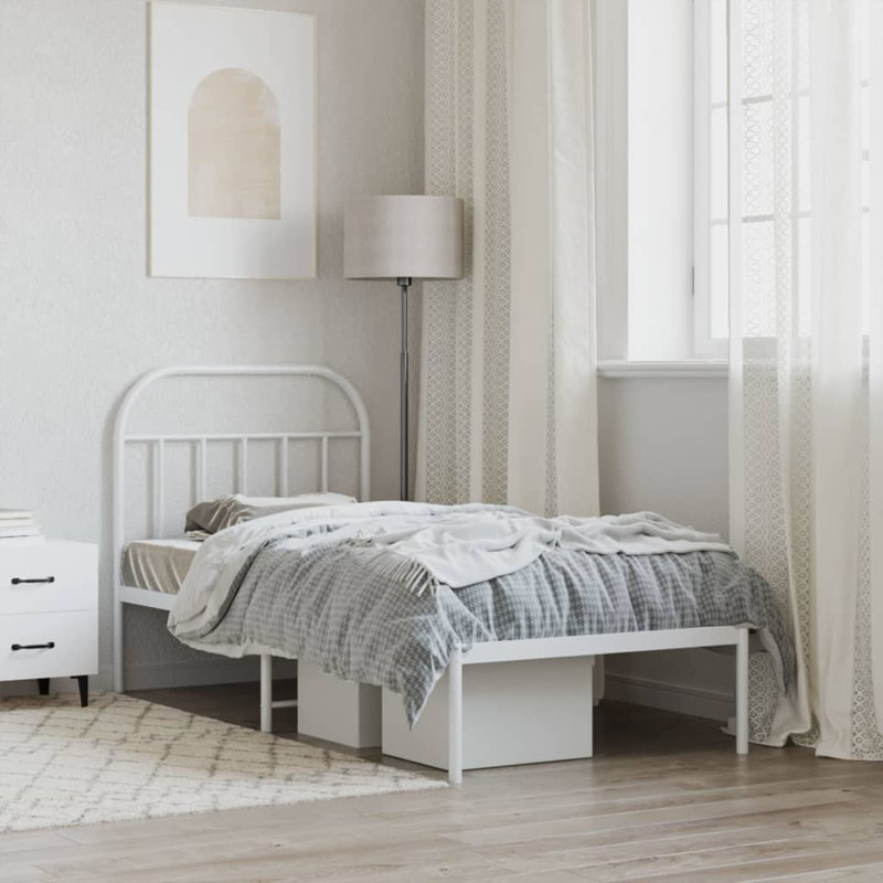 vidaXL Metal Bed Frame Bedroom Bed Base Bedstead Metal Matress Foundation, 90 x 190 cm