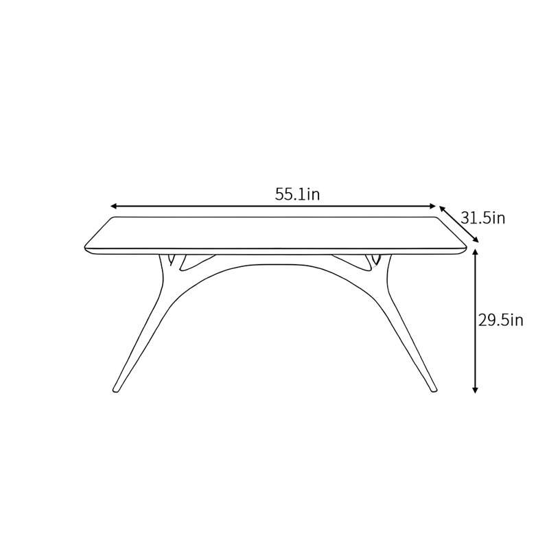 Table de salle à manger rectangulaire French French, H 29,5 po x L 55,1 po x l 31,5 po