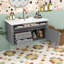 Meuble-lavabo mural flottant avec vasque en céramique, armoire murale avec 2 tiroirs de rangement-130144858