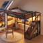 Lit mezzanine en métal avec bureau intégré AVELOR, éclairage DEL et escalier de rangement pour enfants et adolescents, économiseur d'espace multifonctionnel-2107045384-2107045387
