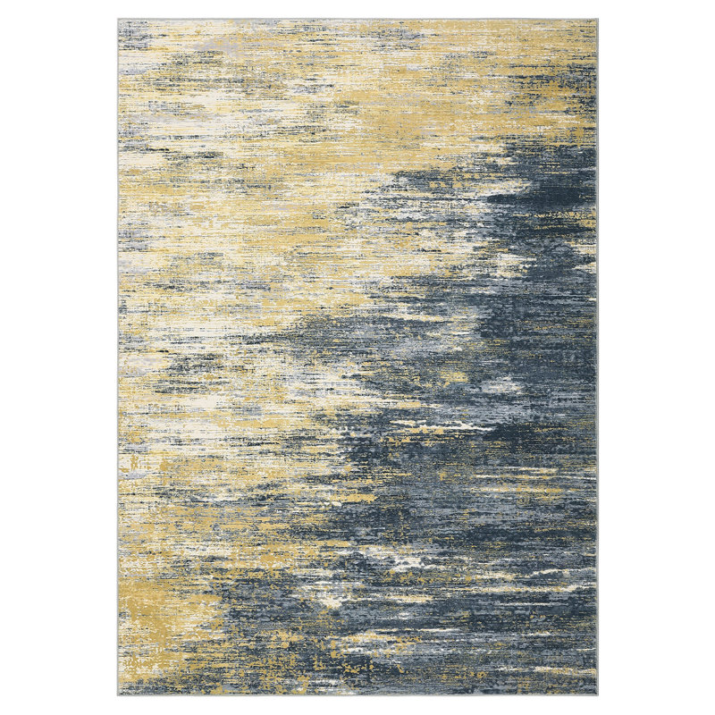 Abstract 200cm X 290cm Area Rug, Navy Blue, Rectangle 120 x 170 cm