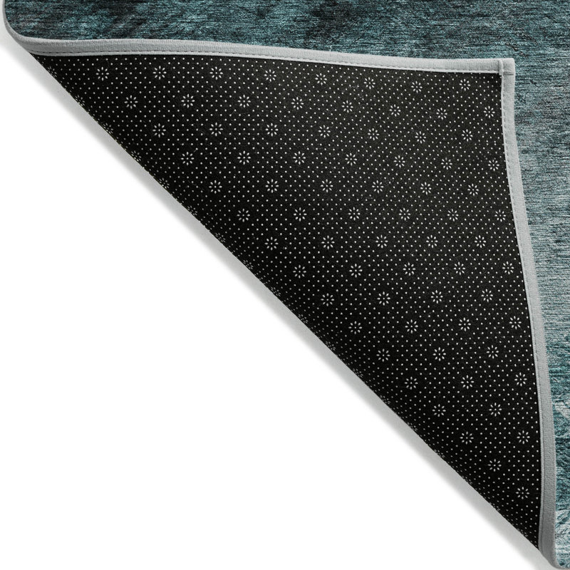 Tapis extérieur lavable abstrait bleu sarcelle 10 pi x 14 pi bleu turquoise et gris