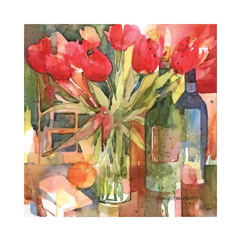 Bottles And Blooms by Annelein Beukenkamp - Wrapped Canvas Painting, 45.72 cm H x 45.72 cm W x 3.175 cm D