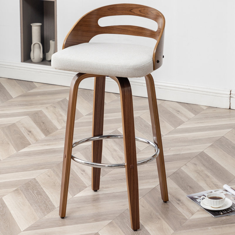 Tabouret de bar pivotant moderne Mahtab, Beige, Tabouret de bar (siège d'une hauteur de 30,31 po)