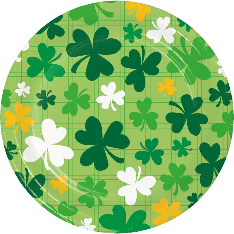 Creative Converting Shamrock and Roll Shamrock Pattern Dessert Paper Plates, 24 ct.