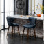 2 tabourets de comptoir modernes Mid-Century, bleu - similicuir avec garniture cloutée originale