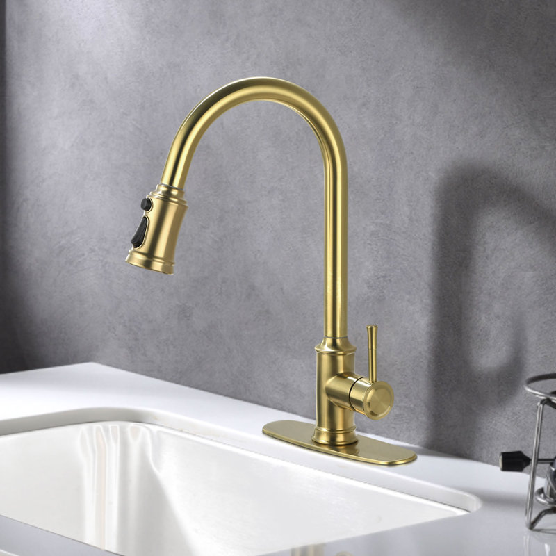 Golden Yard Pull Down Kitchen Faucet, Brass