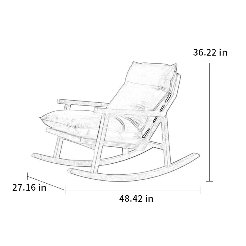 Chaise berçante écologique en chêne de qualité, Brun-noir, Noir