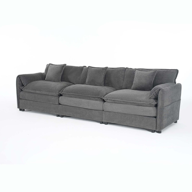 Canapé modulaire surdimensionné à siège profond, canapé en nuage de chenille moderne, grand canapé modulaire 3 places avec 3 coussins pour le salon, la chambre et le bureau, combinaison de bricolage