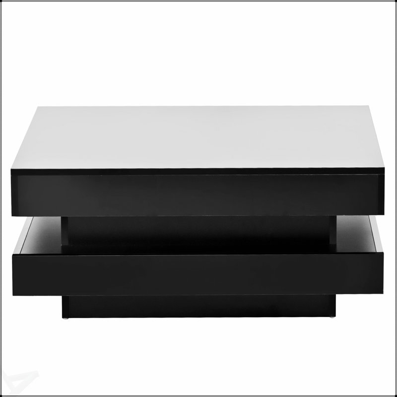 Table basse carrée à 2 niveaux avec lumières DEL enfichables de 16 couleurs, durable et élégante pour les salons modernes