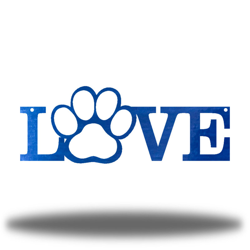 Décoration murale «Love Paw», Bleu, H 8,75 po x l 24 po x P 0,01 po