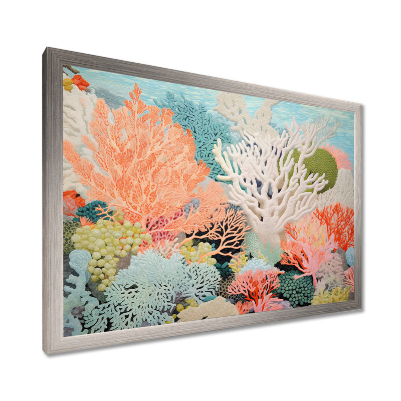 «Colorful Coral and Anemones Scenery I - Coastal Coral Under Water», reproduction d'art sur toile encadrée