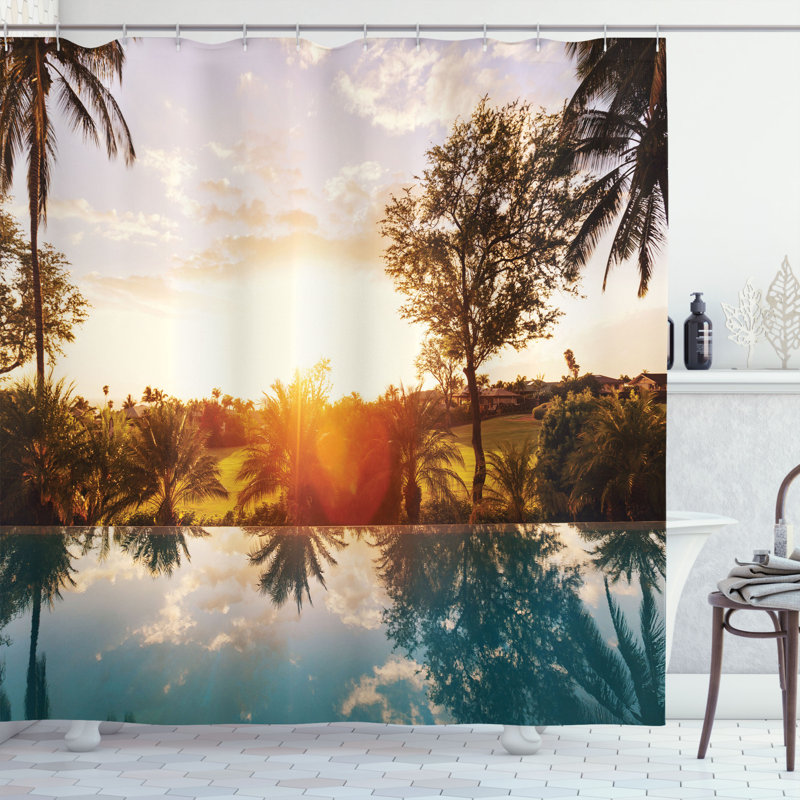 Ensemble de rideau de douche piscine coucher du soleil, H 75 po x l 69 po