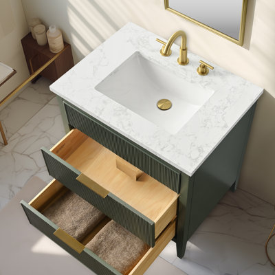 Bilroy 30'' Single Sink Bathroom Vanity with Engineered Stone Top